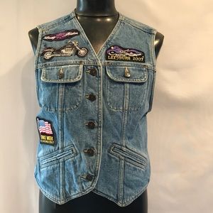 Lizwear Denim Vest Biker Patches